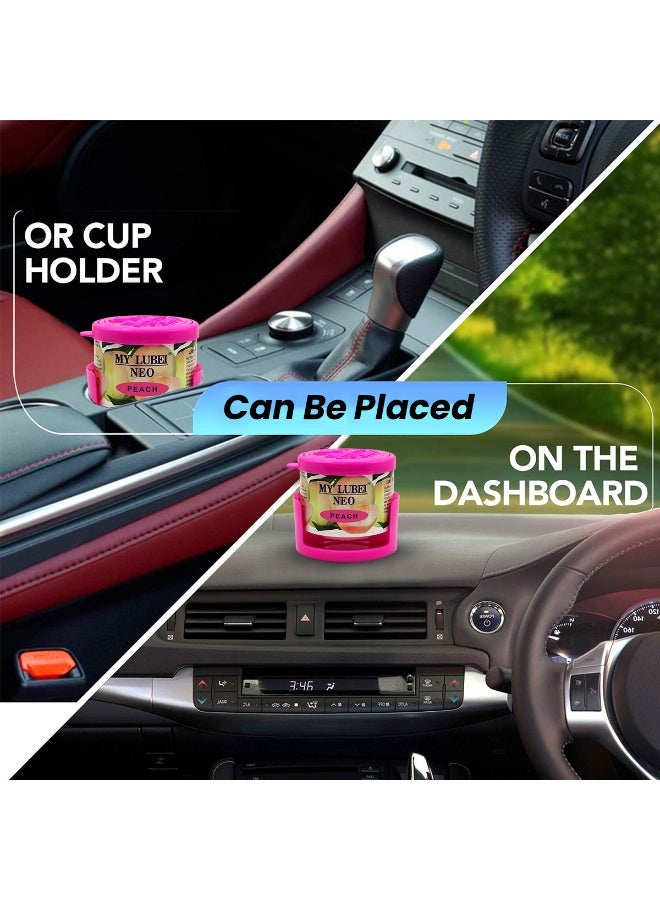 معطر جو للسيارة برائحة الخوخ، عبوة من قطعتين - جل صلب يدوم طويلاً لإزالة الروائح الكريهة في السيارة والمنزل والمكتب - غير سام، صديق للبيئة، برائحة الخوخ المنعشة مع حامل - Image 5